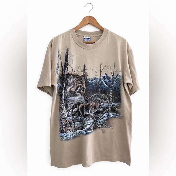 Gildan Other - 90s Wolf Graphic Tee Stand Out Designs Print